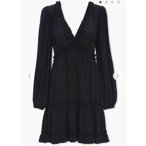 Ruffle Trim Black Dress